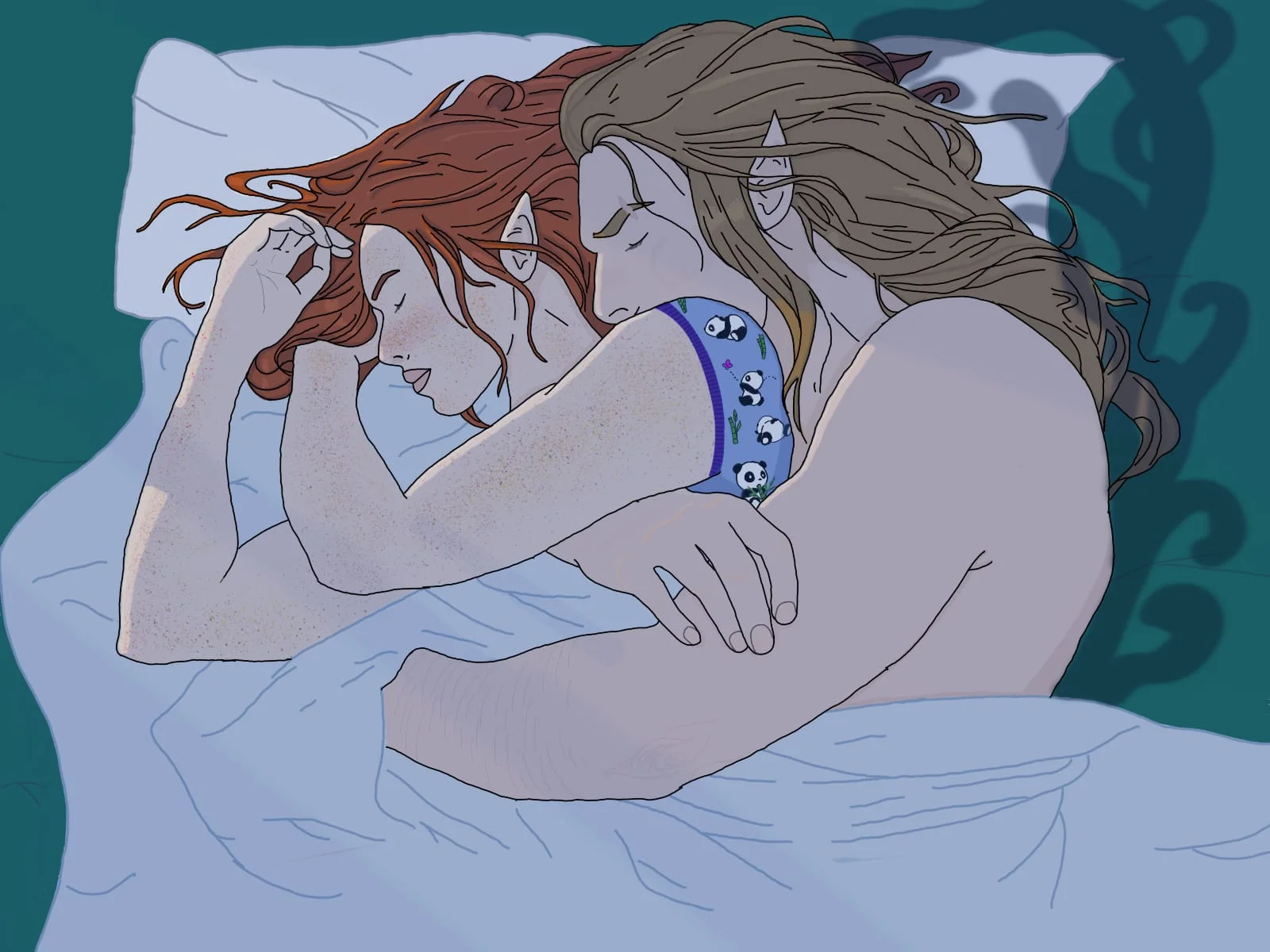Fanart do casal deitado